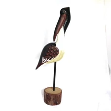Wood Sea Bird Decor Carved Bird on Stand, Nautical Coaster Birds See Description