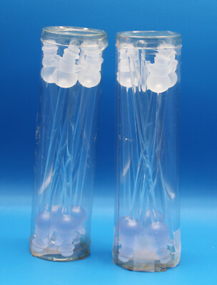 VINTAGE 2 PKS (16 TOTAL) PLASTIC BLUE & WHITE SNOWMAN STIR SWIZZLE STICKS SEALED