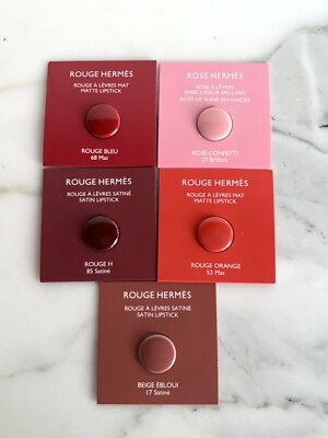 NEW HERMES PARIS LIPSTICK BEST COLORS SAMPLES SET OF 5 ROSE
