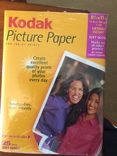 KODAK PICTURE PAPER FOR INKJET PRINTERS 8-1/2" x 11" - 25 SHEETS SOFT GLOSS NEW