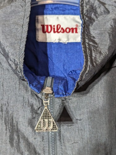 '90s Vintage Wilson Tennis Iconic Color Block Windbreaker Blue White Abstract XL - Picture 4 of 4