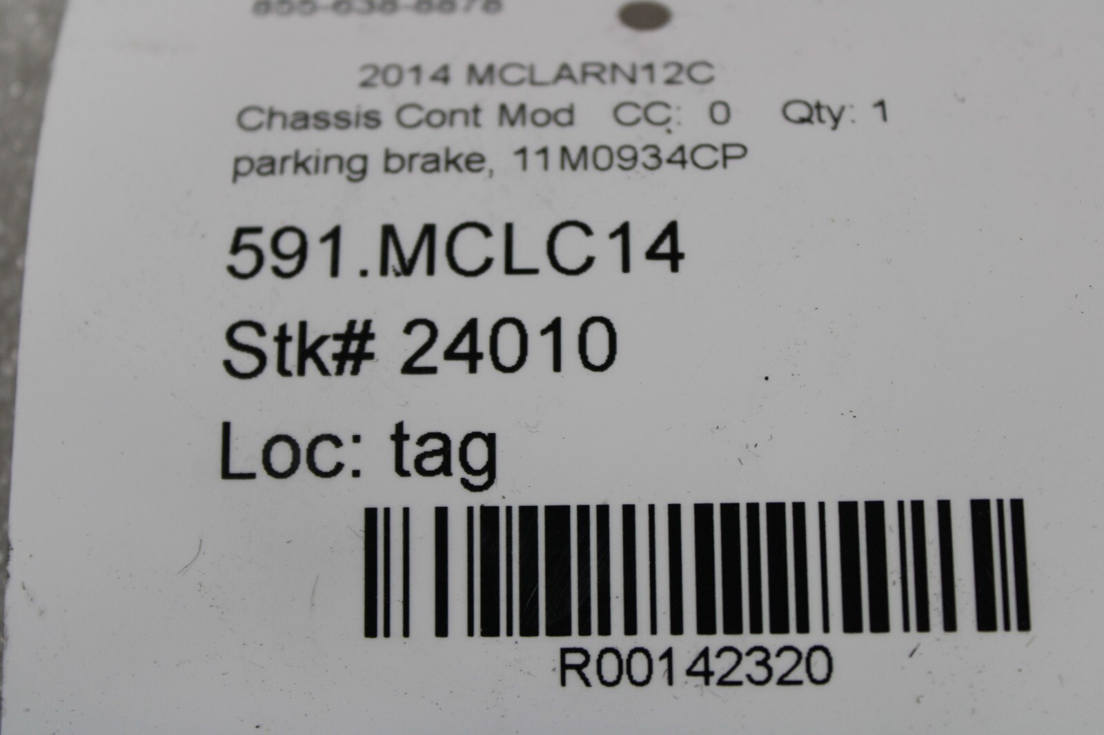 McLaren MP4-12C, Parking Brake Control Module, Used, P/N 11M0934CP