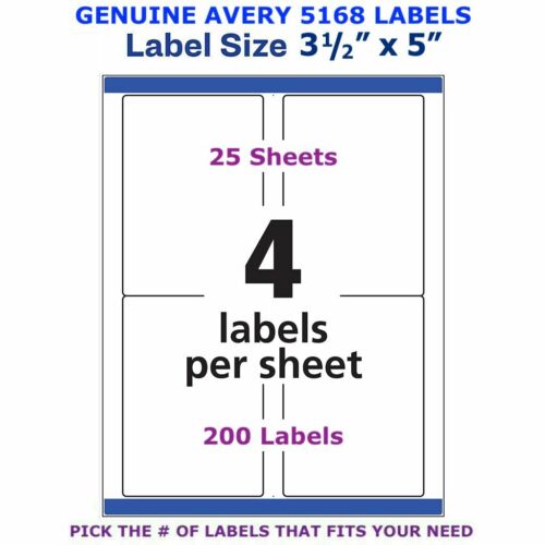 Avery TrueBlock Laser Shipping Label 3 1/2" x 5" (5168) PICK YOUR OWN # OF LABEL - Picture 12 of 14