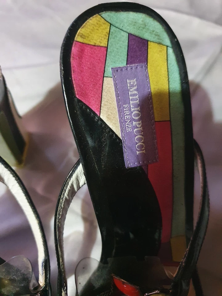 DE COLECCIÓN EMILLIO PUCCI OBRA DE ARTE DAMAS TACÓN SIN CORDONES TALLA 38.5 hecho en italia Foto 2 de 4