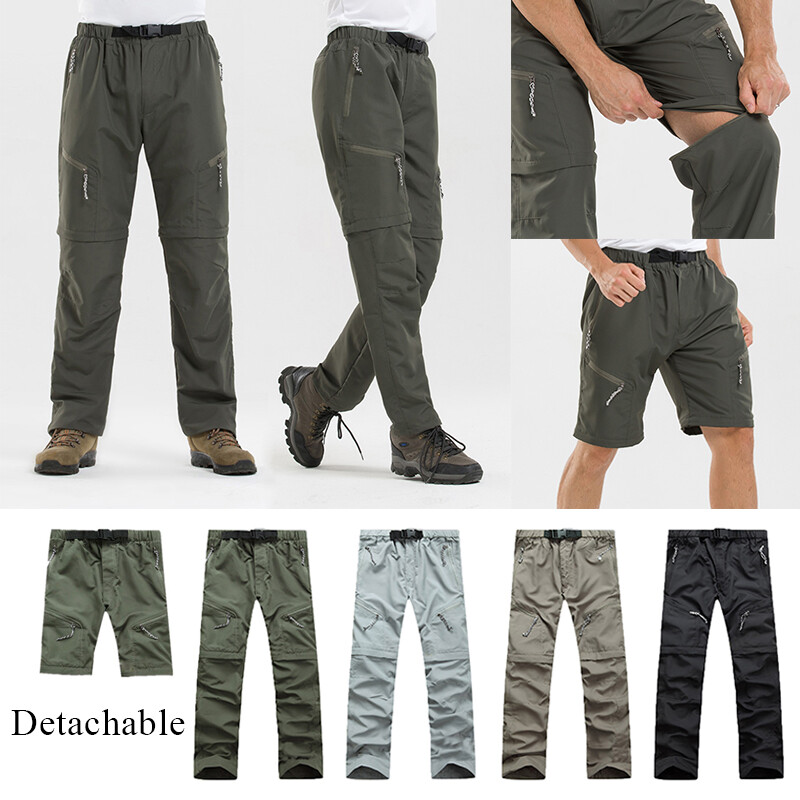Mens  2 In 1 Trousers Tracksuit Casual Bottoms Shorts Pants Summer Zip Off