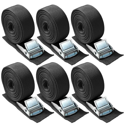 6x 2.5M Lashing Straps with Buckles Adjustable Cam Buckle Tie Down Cinch Strap