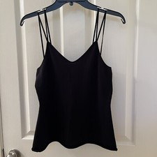 Arjé Double Strap Cami Tank Top Black Made in Italy Women's Size Large