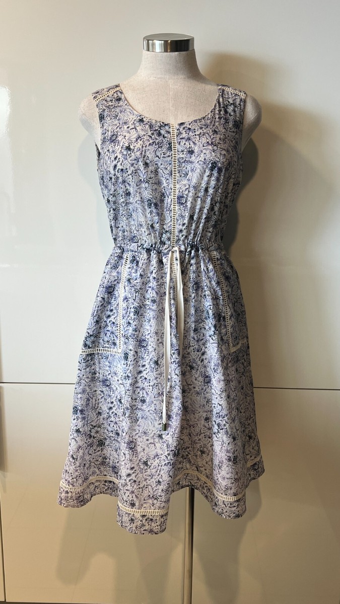 jigsaw cotton floral belted dress New Jigsaw Dress US 6 Womens Beige Maxi Sheer Crinkle Floral Pedal