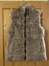 Fur Gilet, Reversible, Two Pockets, Adjustable Waist, Zip Front, Camel, S/m