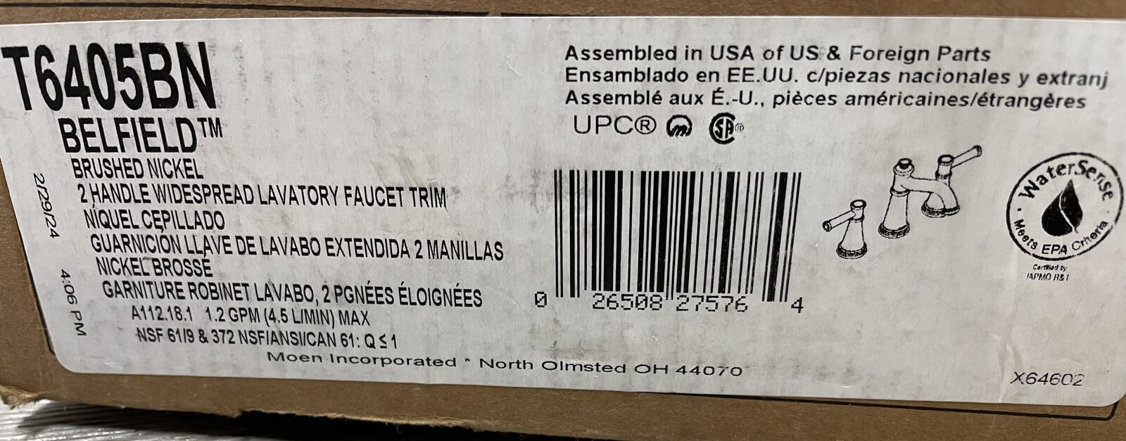 MOEN T6405BN Two Handle Bathroom Faucet- Brushed Nickel*READ*