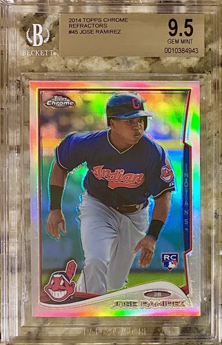2014 POP 1 (0 ^^) JOSE RAMIREZ ROOKIE RC CHROME REFRACTOR #45 BGS 9.5 GEM MINT!!
