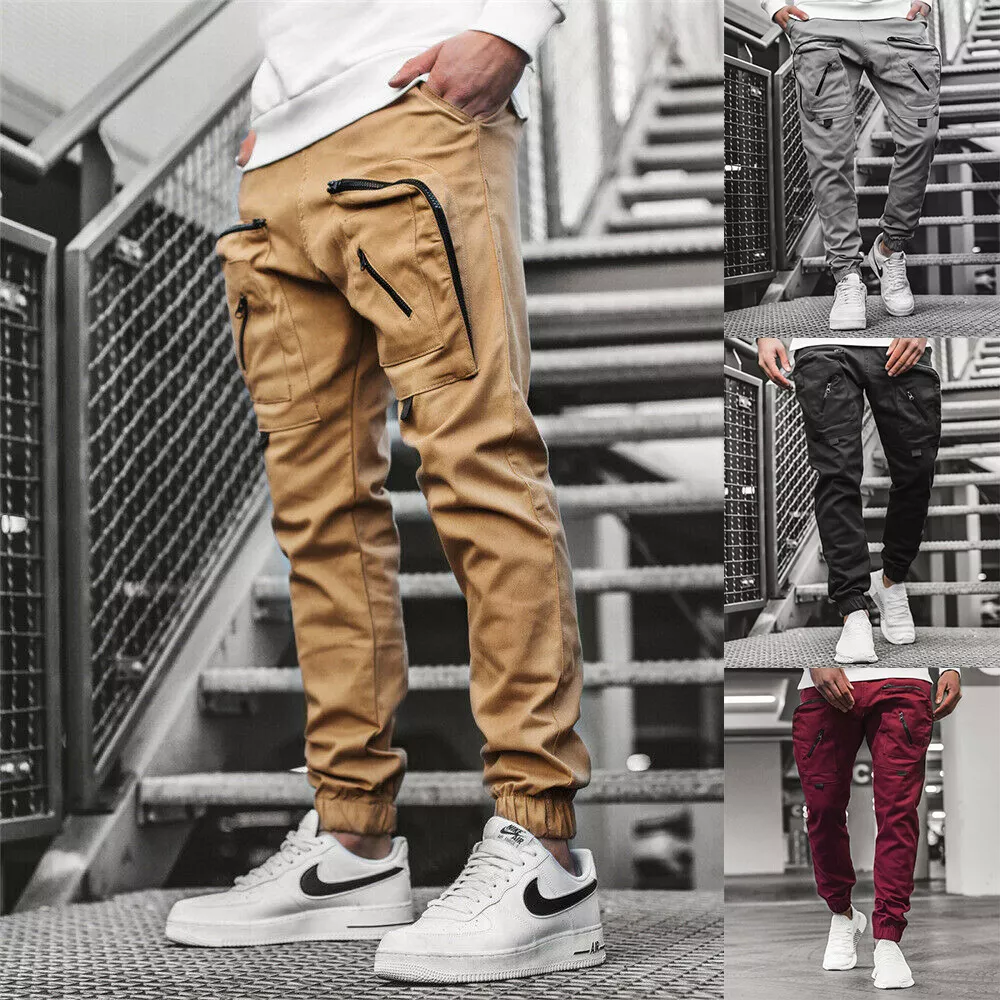 Man's Casual Joggers Pants Sweatpants Cargo Combat Loose Sports Workout  Trousers