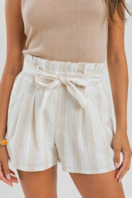 NEW Francescas 2X Cream Beige Striped Shorts Cottage Boho Casual Beach