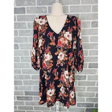 Lulus Shifting Dears Dress Women's XS Floral Print V-Neck Cold Shoulder Sleeve