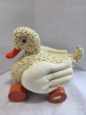 Enesco Musical Rolling Yellow Duck Plush Toy Farmhouse Cottage Core Baby Gift
