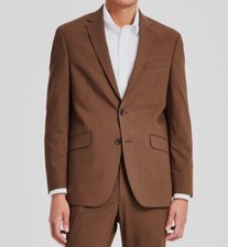 Kenneth Cole Reaction Men's Brown Techni-Cole Slim-Fit Suit Jacket Size 46L