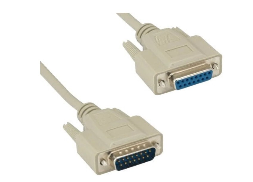 Lot of 5 6 Foot DB15M to DB15F 15-Pin Male to Female Extension Cable Cord Beige