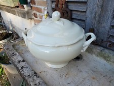 Superbe ancienne Soupiere XIXème Creil Et Montereau tampon en creux Ivoire