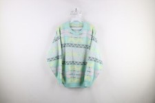 Vtg 90s Streetwear Womens Medium Rainbow Pastel Fair Isle Knit Crewneck Sweater