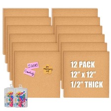 Aitakatta 12x12 Cork Board Tiles Bulletin Board, 1/2" Thick Small Square Cork...