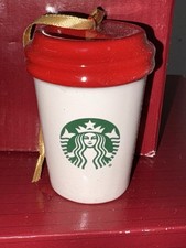 Disney Parks Starbucks Tumbler Holiday Christmas Ornament Red White New    