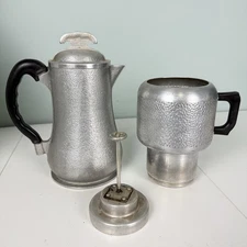 Vintage Guardian Service Hammered Aluminum Coffee Pot Drip Maker 11" Bakelite...
