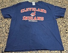 VTG Cleveland Indians Chief Wahoo Logo T-Shirt Men's Large Navy Blue MLB Delta
