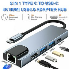 5 in 1 USB-C Hub Type C To USB 3.0 4K HDMI PD Adapter For iPhone Macbook Pro/Air