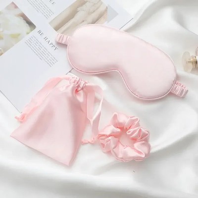 3Pcs Set Women Imitated Silk Sleep Eye Mask Eye Patches Face Mask Eyeshade Blind