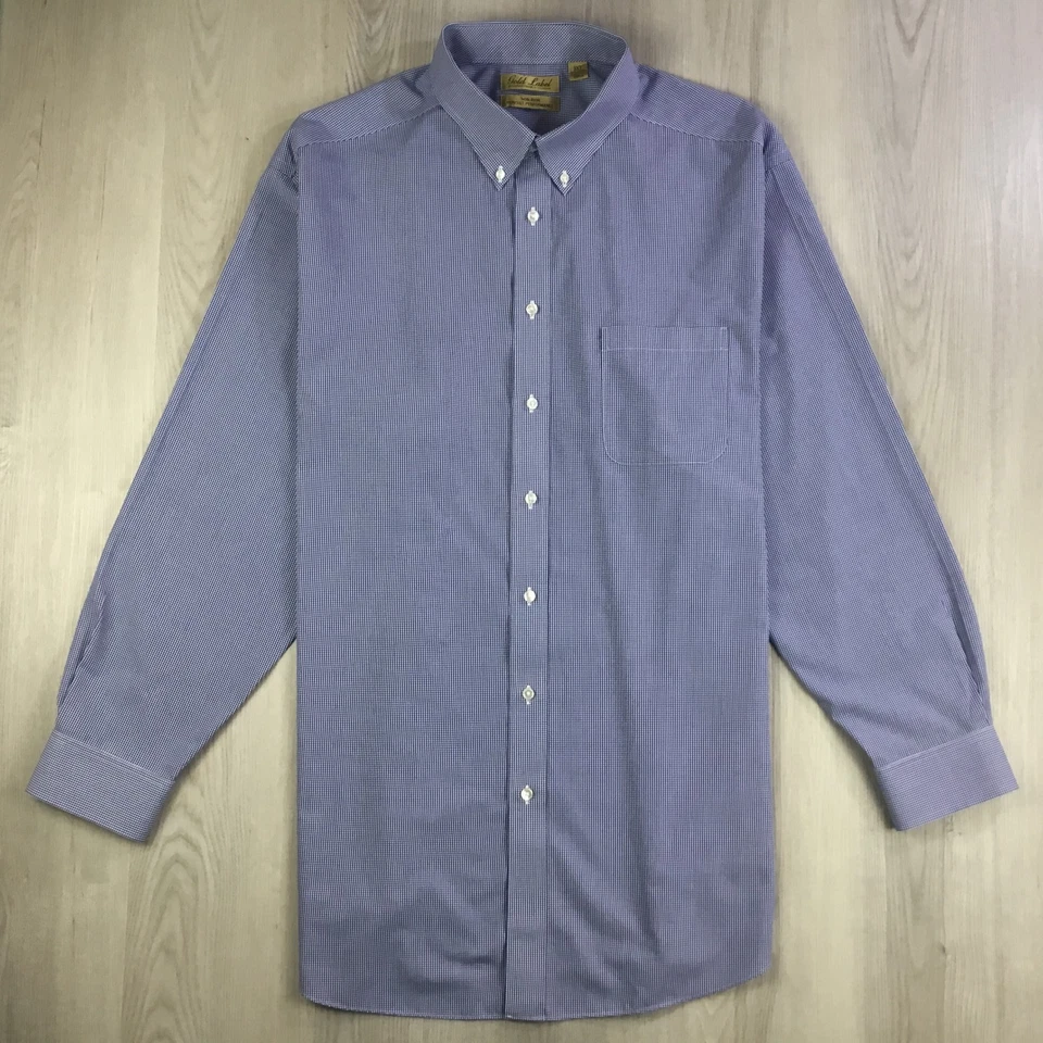 Camisa Roundtree Yorke Para Hombre 3XT Azul Blanco Cuadros Etiqueta Dorada Rendimiento Perfecto Foto 2 de 4