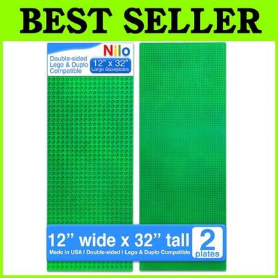 Double-Sided Baseplates for Bricks, Classic Green