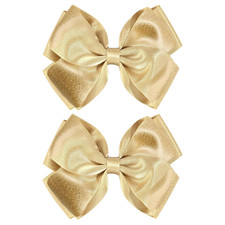 4.5 Inch Gold Glitter Hair Bows for Girls Alligator Clips Sparkly Satin Hair Acc
