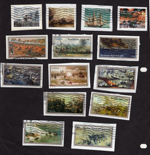 Civil War Series Stamps, 14 different, Used, Forever, On Paper
