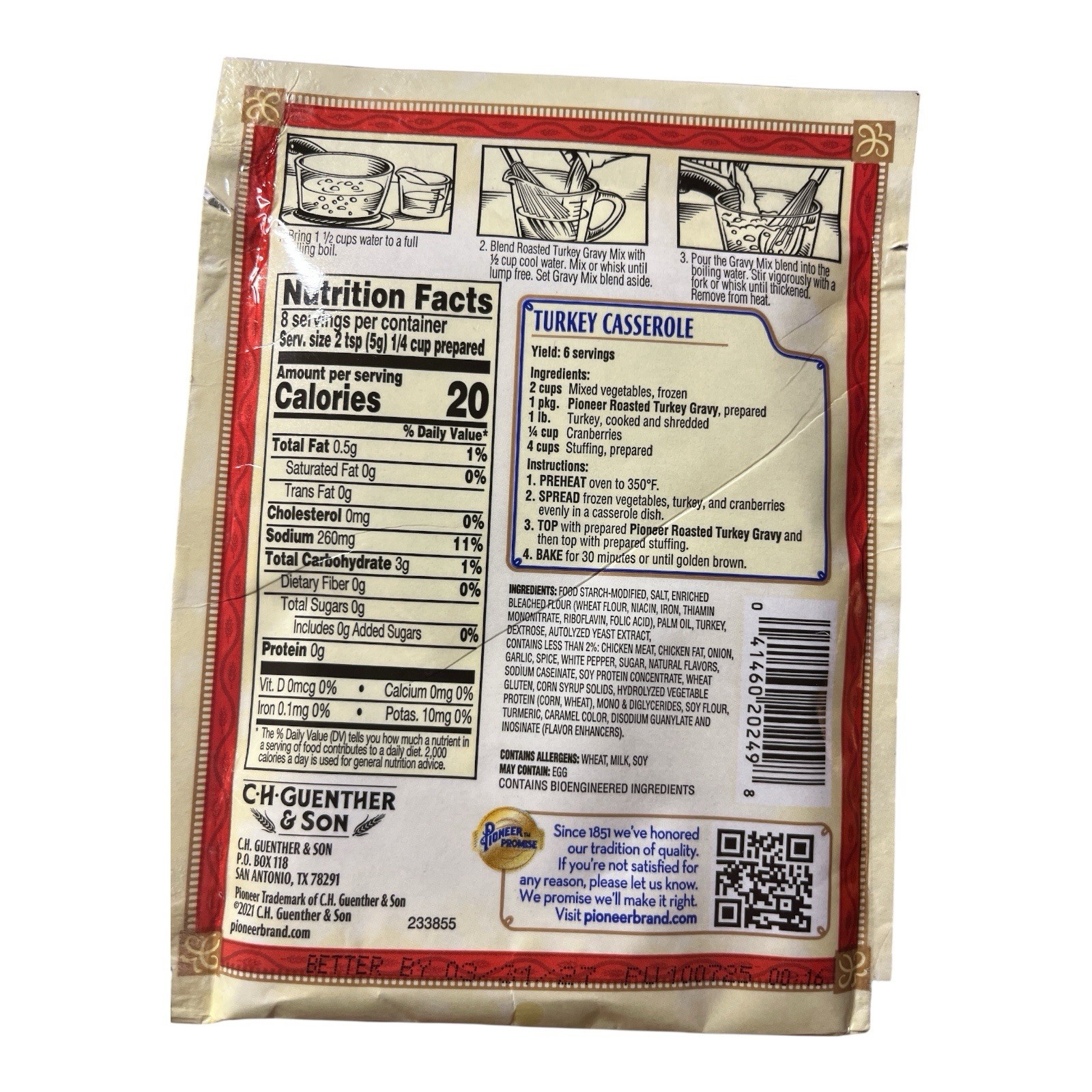 Pioneer Roasted Turkey Gravy Mix 1.41 oz Each Pack of 4 Instant Sauce Seasoning