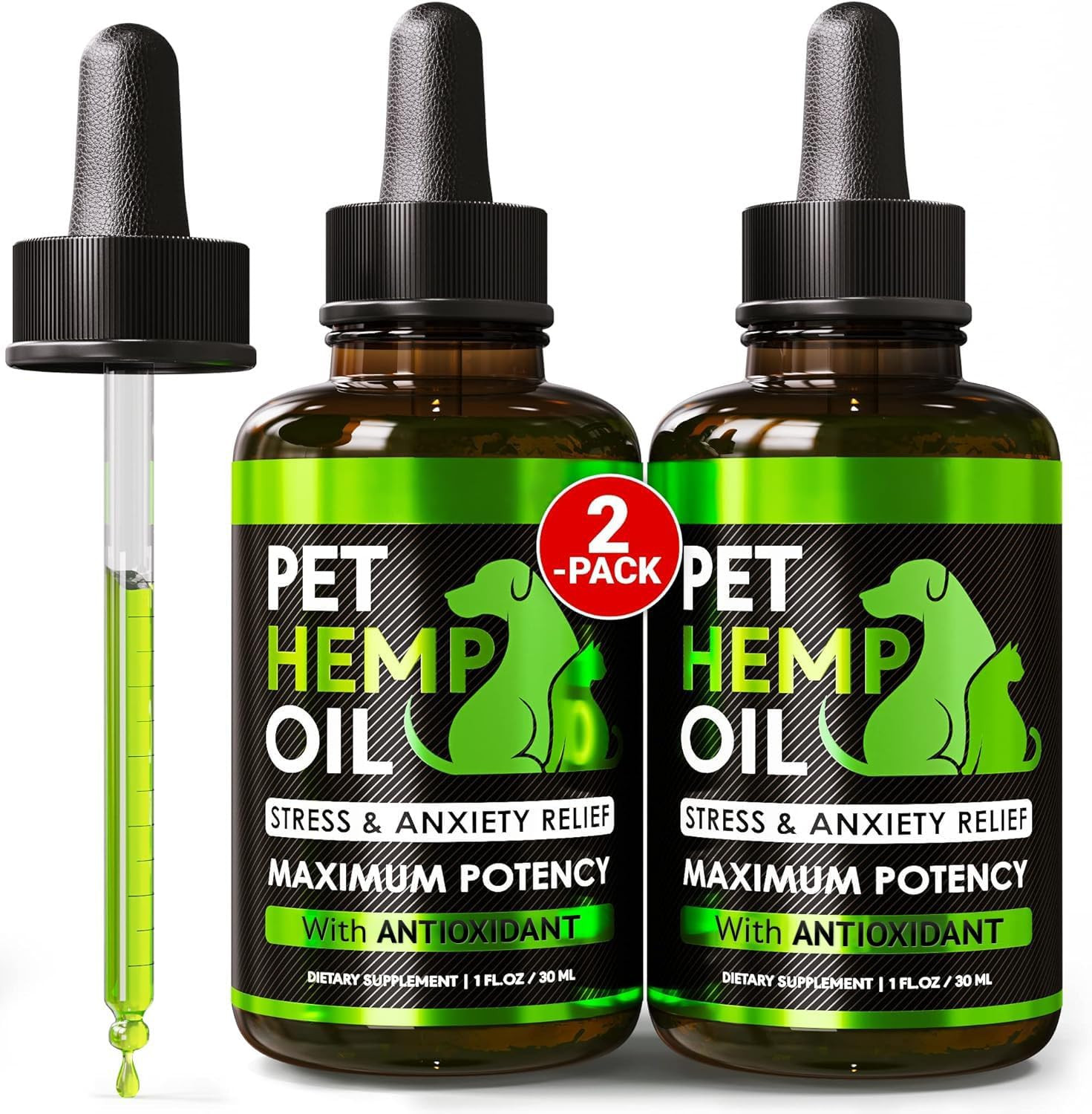 For Dogs And Cats - Organic Hemp Oil Drops For Anxiety Relief, Stress,p