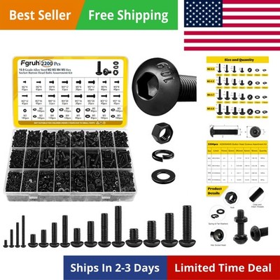 2200PCS Metric Screws Assortment Kit, Hex Socket Button Head Assorted kit, Ma...