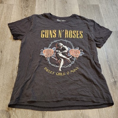 Guns N  Roses Mens Black Sweet Child O' Mine Print Short Sleeve T-Shirt Large