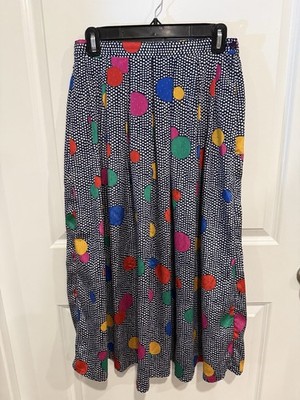 Compositions Skirt Womens Size 10 Vintage Colorful Print Poly Midi Hipster Retro