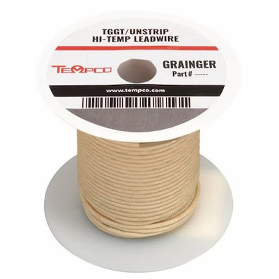 Tempco Ldwr-1020 High Temp Lead Wire, Tggt, 18 Awg, Natural, 100 Ft