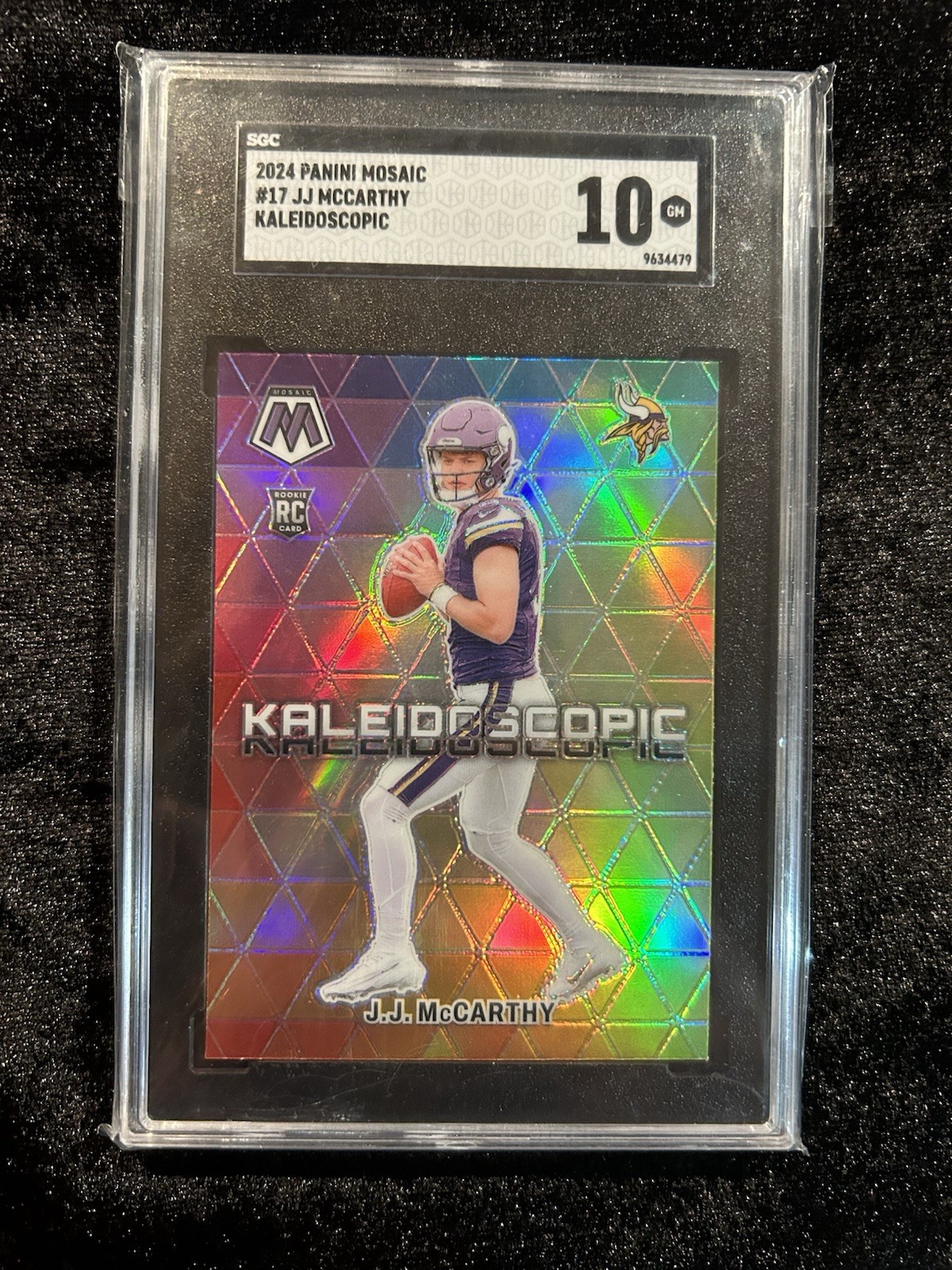 J.J. McCarthy 2024 Mosaic Rookie Kaleidoscopic Case Hit SGC 10