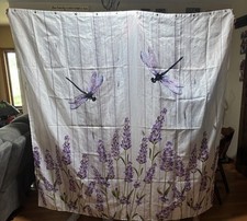 Purple Lavender Floral Dragonfly Shower Curtain, Spring Purple Flower