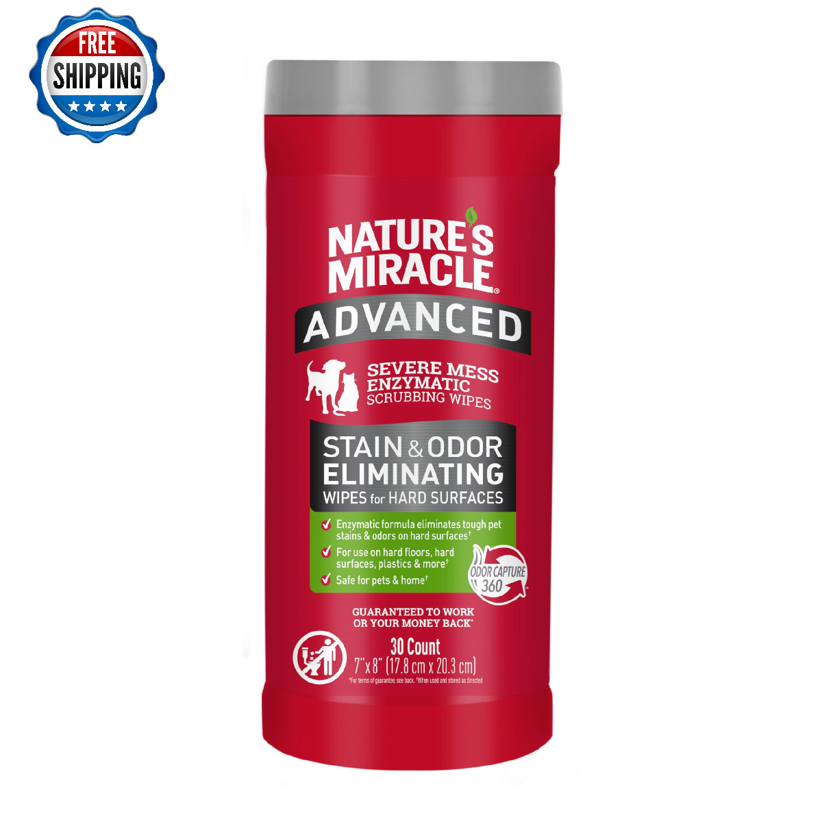 Nature's Miracle 30ct Advanced Stain Odor Wipes Enzymatic Ha