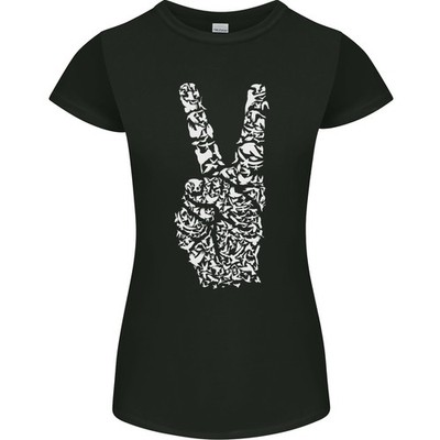 Peace Word Kunst Hippie Umgebung Damen Petite Schnitt T-Shirt