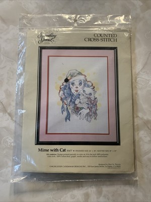 Vintage Something Special Counted Cross Stitch Kit ''Mime With Cat  Model 50477