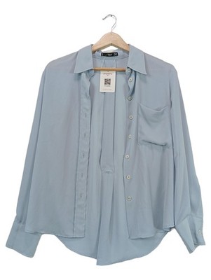 MANGO Basics Damen Hemdbluse Hellblau Gr. XXS Langarm Business