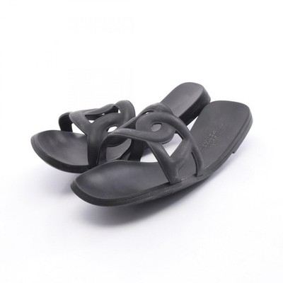 HERMES Aloha Chaine d'Ancre Sandalen Schuhe #37 Gummi schwarz gebraucht Damen