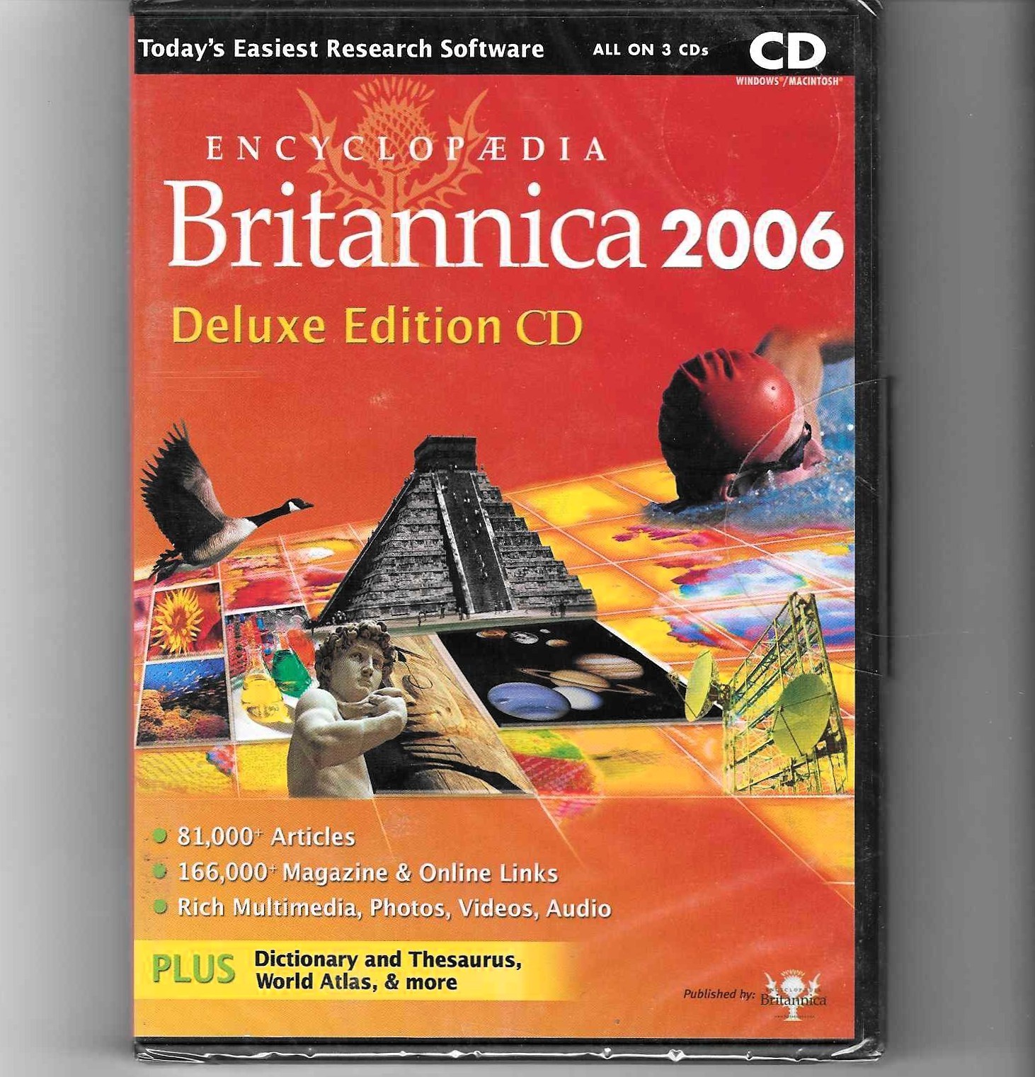Britannica 2006 Deluxe Edition PC CD ROM 3 Disc Reference Software 3+ Sealed