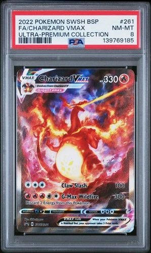 2022 POKEMON SWSH BLACK STAR PROMO #261 FULL ART/CHARIZARD VMAX PSA 8