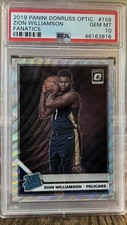 2019-20 Zion Williamson Optic #158 Fanatics Silver Wave RC PSA 10 GEM MINT