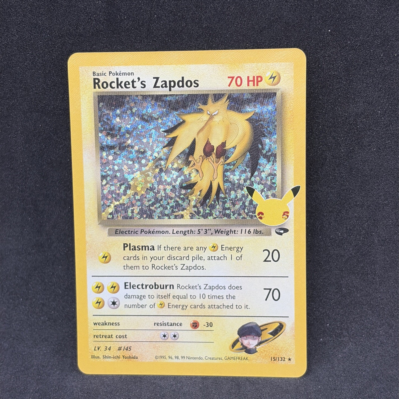 Rocket's Zapdos - 15/132 - Pokemon Celebrations Classic Collection Holo Rare NM